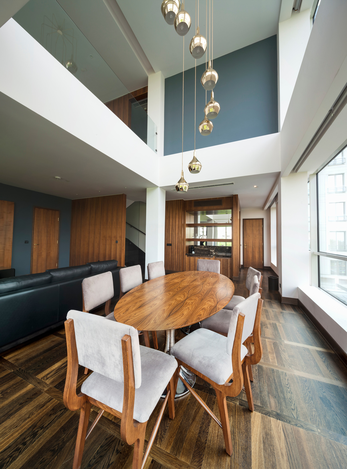 open plan living room of a luxury duplex apartment